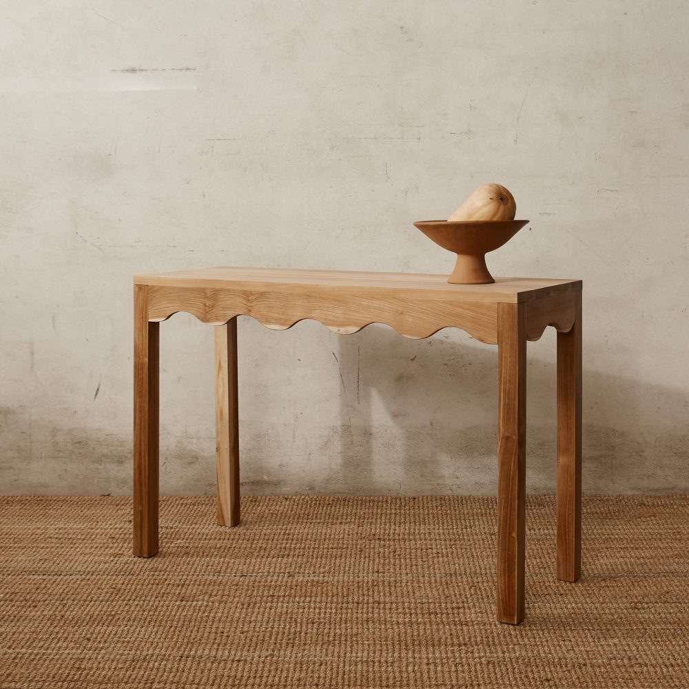 AVES - Natural Oak Brown Polish Finish Console Table