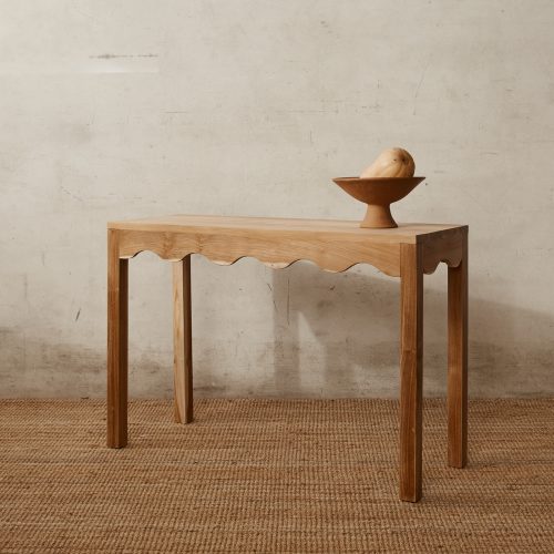 AVES - Natural Oak Brown Polish Finish Console Table