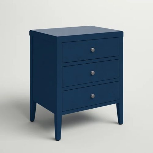 BERYL - Blue Three Drawer Storage Bedside Table