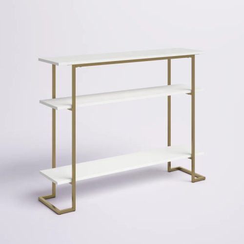 CALIX - Golden Metallic Frame Console Table with Geometric Legs