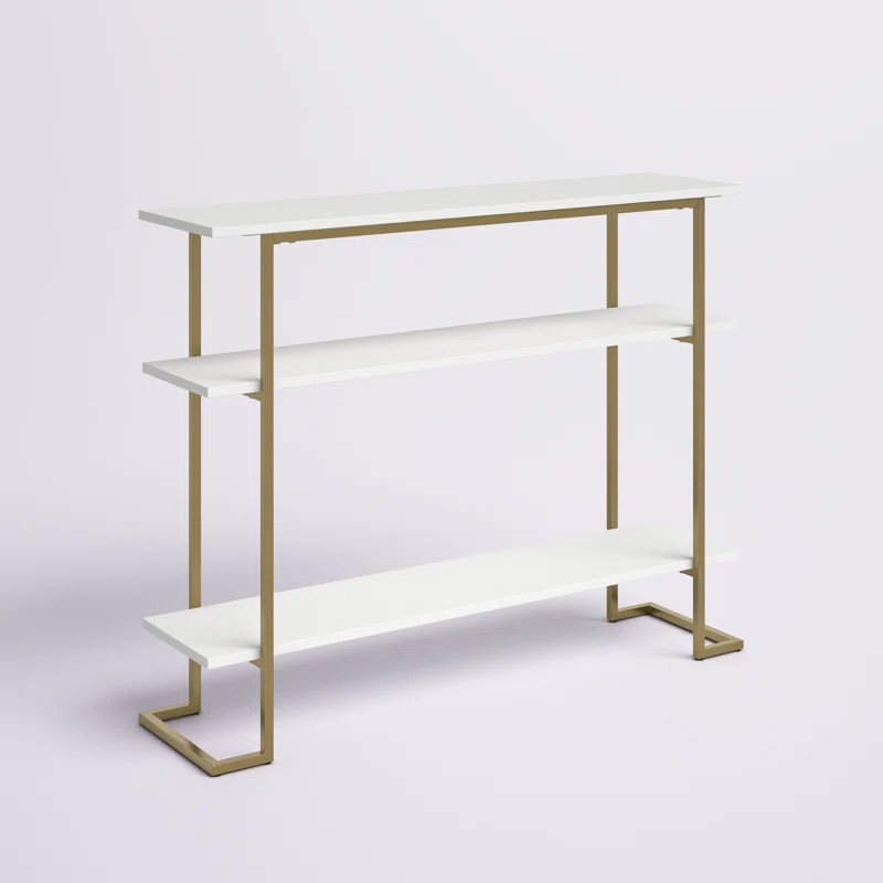 CALIX - Golden Metallic Frame Console Table with Geometric Legs
