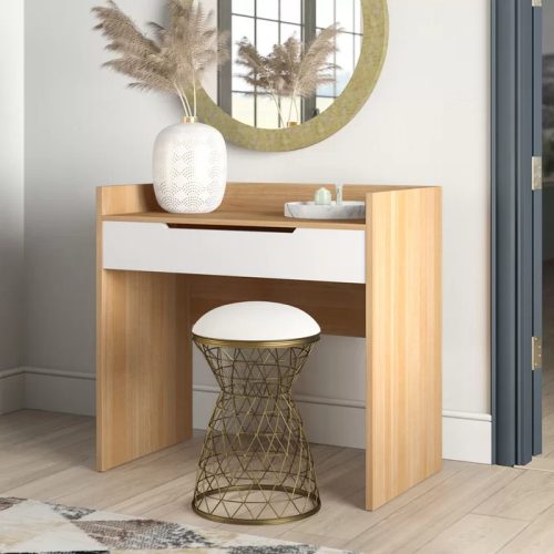 BENISH - Oak Brown & White Single Drawer Vanity Table