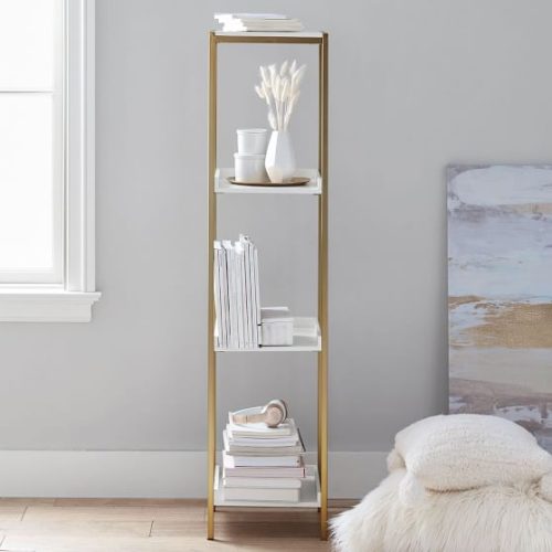 ORO - Golden Metal Frame with white Shelves Bookcase