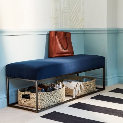 BOXY - Dark Blue Cushioned Ottoman Bench