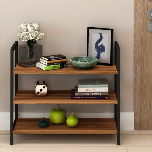 BRIAN - Compact Shoe Rack with Black Metallic Frame