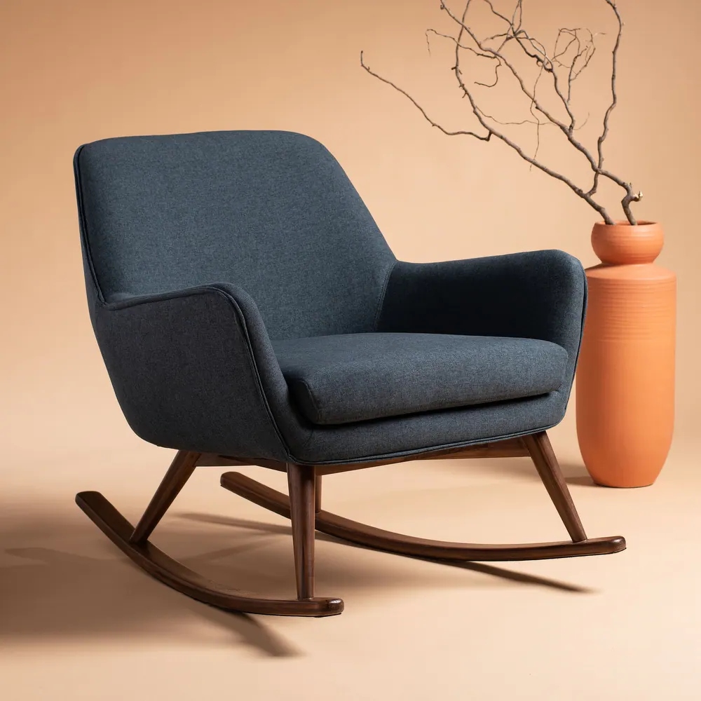 ZAYNN - Dark Blue Curved Legs Rocking Chair
