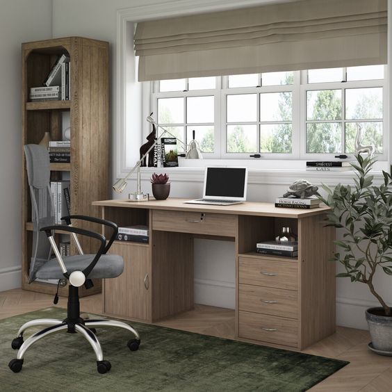 KIZ - Oak Brown Classic Open Shelf Manager Table