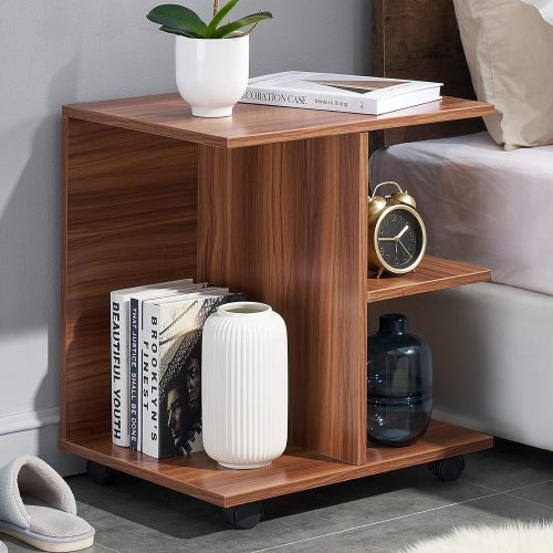 GINI - Open Shelves End Table with wheels