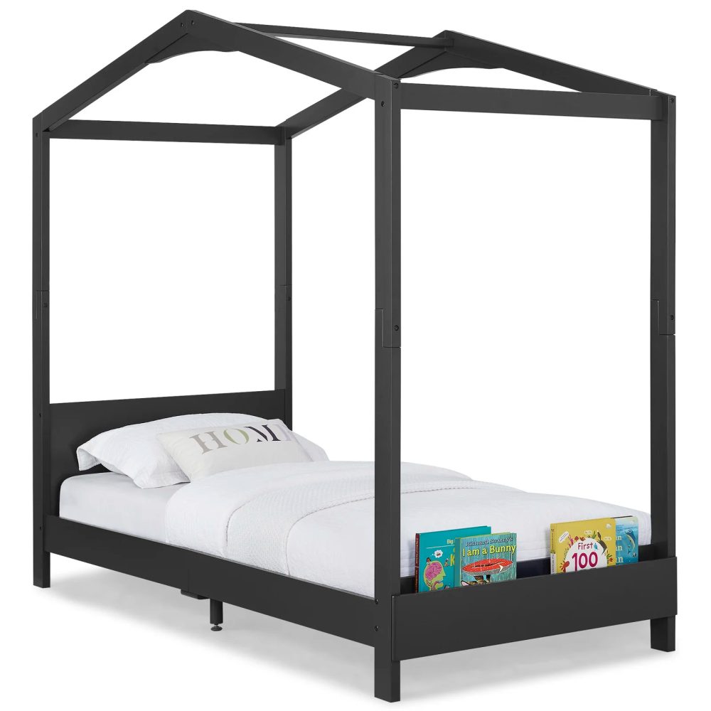 CHARLIE -  Canopy Style Kids Bed in Midnight Grey pint Finish