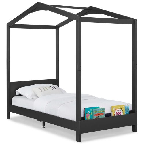 CHARLIE -  Canopy Style Kids Bed in Midnight Grey pint Finish