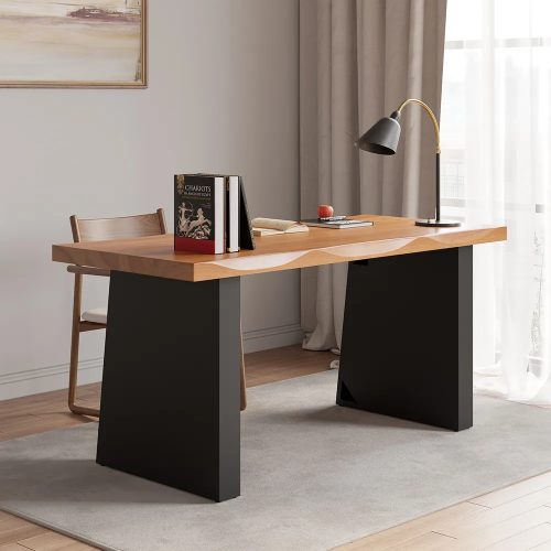 ABIR - Black & Brown Manager Table with Squiggly Details