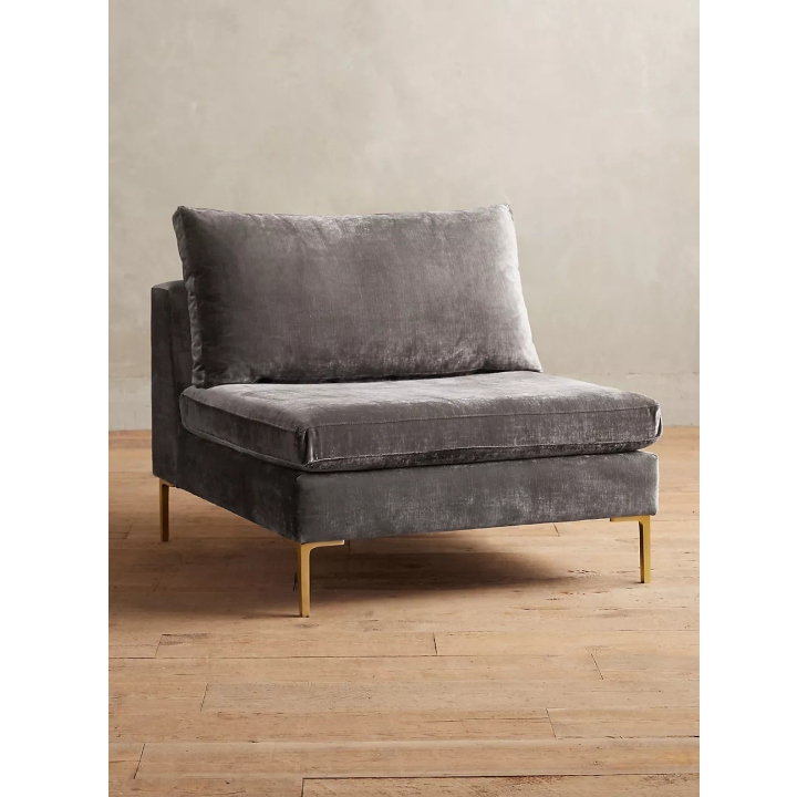 LENNON - Grey Sofa Chair with brass Legs