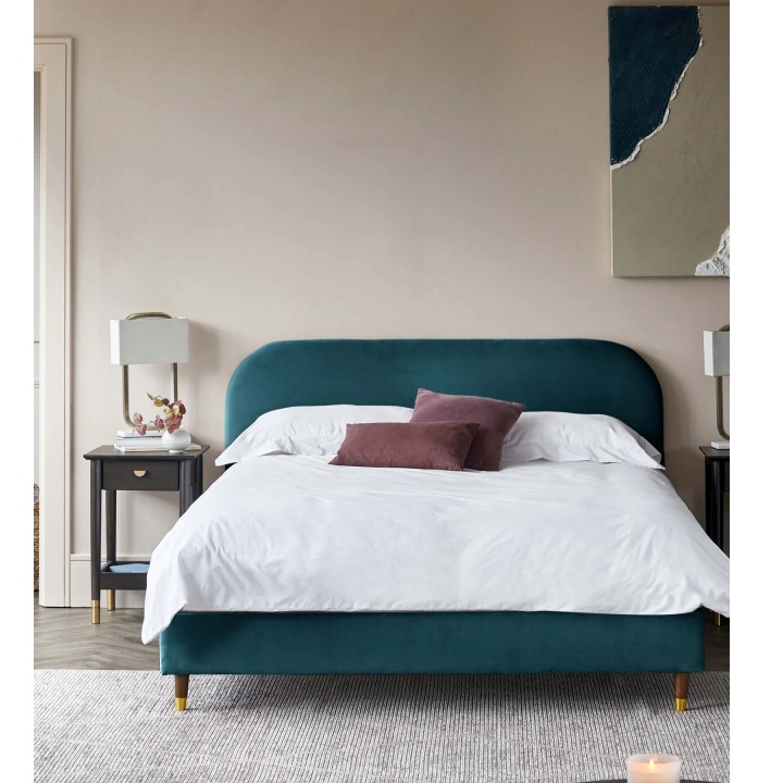 ELLE - Teal Blue Curved Headboard King Size Bed