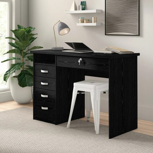 ROGER - Black Work Table with five Drawers
