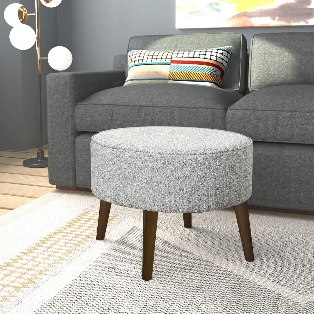 ASHVIL - Footrest Stool Dark Wooden Legs