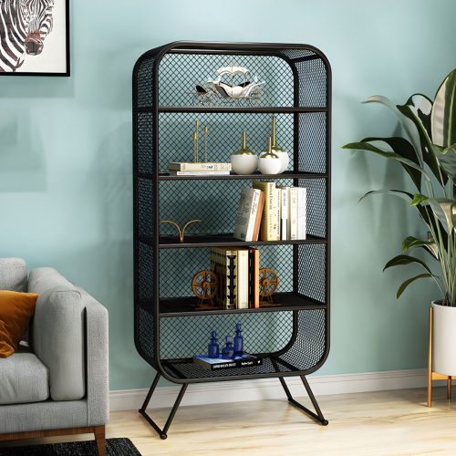 ALIK - Metal Iron Bookcase Black