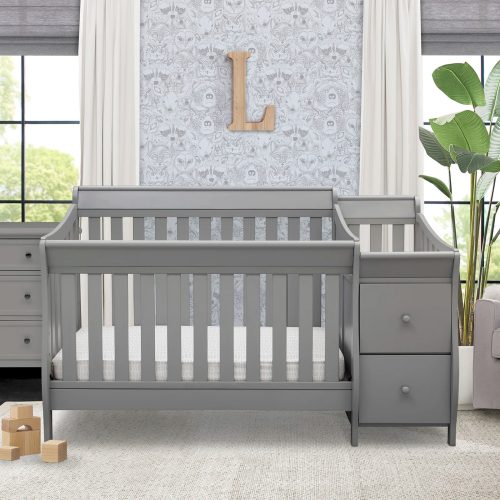 ARIA - Grey Baby Crib With Changer
