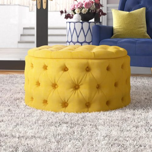 MALUS - Yellow Round Storage Ottoman
