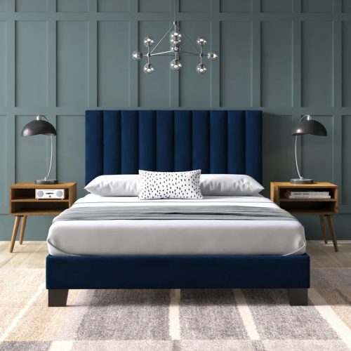 AARON - Navy Blue Queen Size Bedroom Set