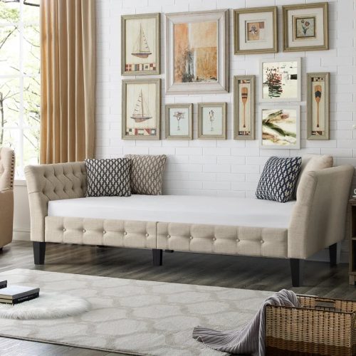 MARI - Beige Modern Flared Arm Daybed