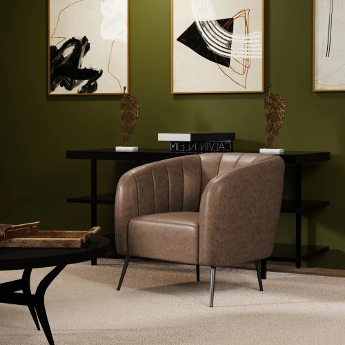 COMOSE - Brown Channel Tufted Accent Chair
