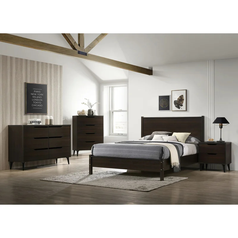 NASH - Dark Brown Four piece Bedroom Set