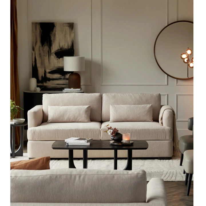 MOCCA - Oatmeal Traditional Three Seater Sofa