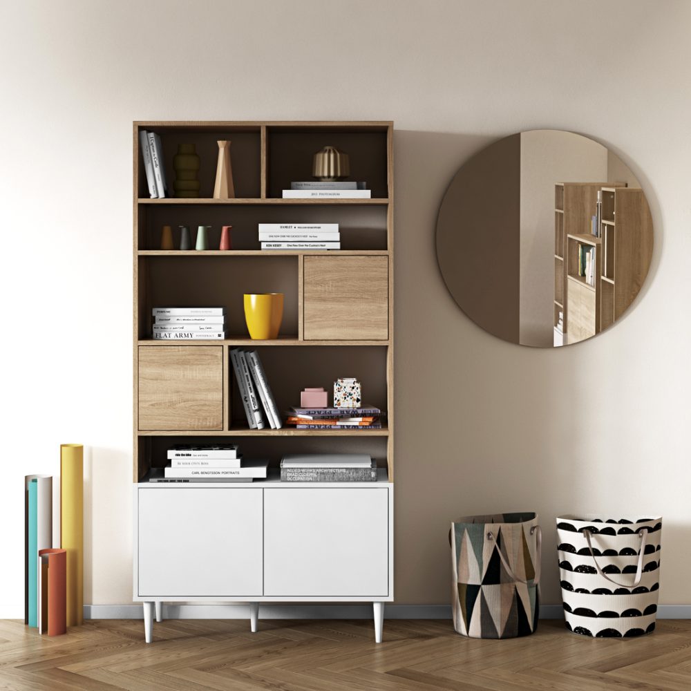 POP - Oak & White Bookshelf Stand