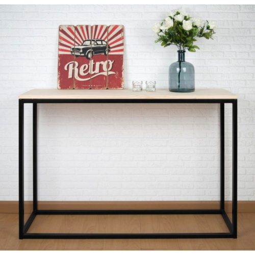 STACY - Oak Brown & Black Side Console Table