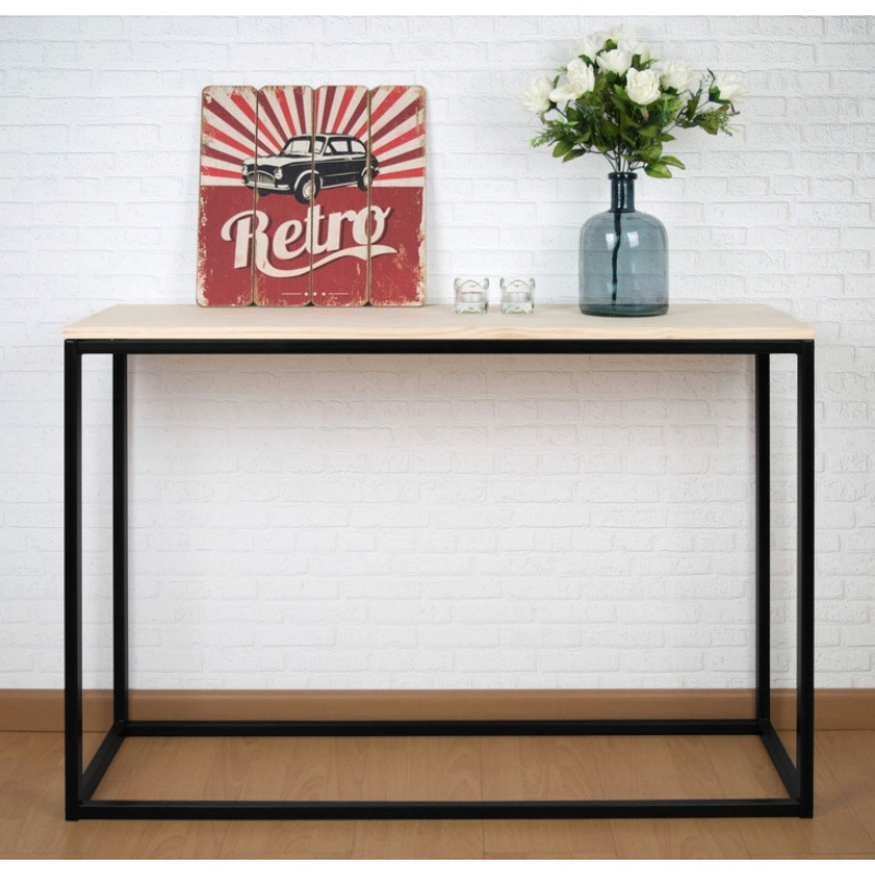 STACY - Oak Brown & Black Side Console Table