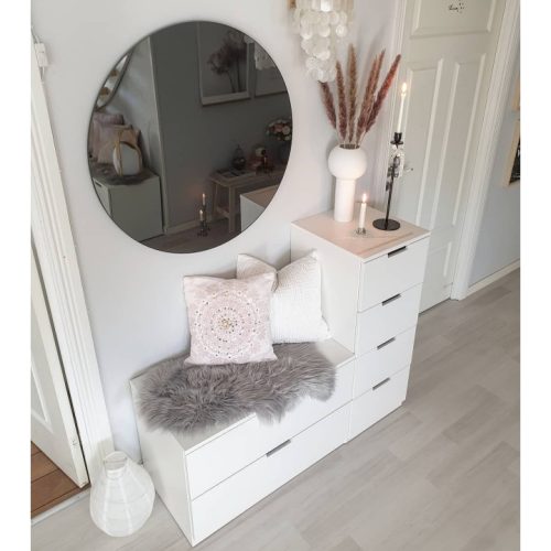 AROMA - Vanity Chester Drawers With Round Mirror