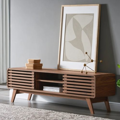 BEHREM - Curved Edge Fluted Door TV Stand