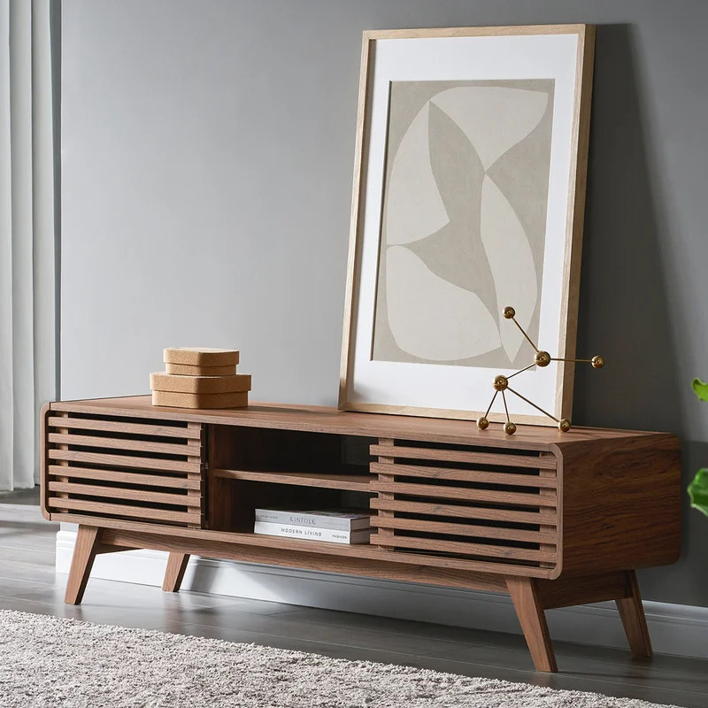 BEHREM - Curved Edge Fluted Door TV Stand