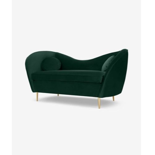 MOSS - Elegant Curved Green Sofa with Brass Legs