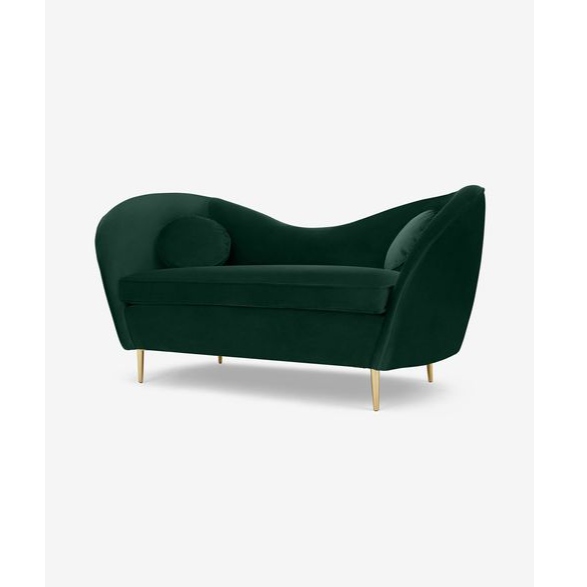 MOSS - Elegant Curved Green Sofa with Brass Legs