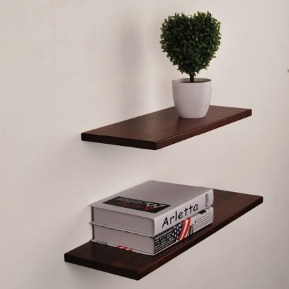 BELGI - Floating Wall Shelves Chocolate Brown (Set of 2)