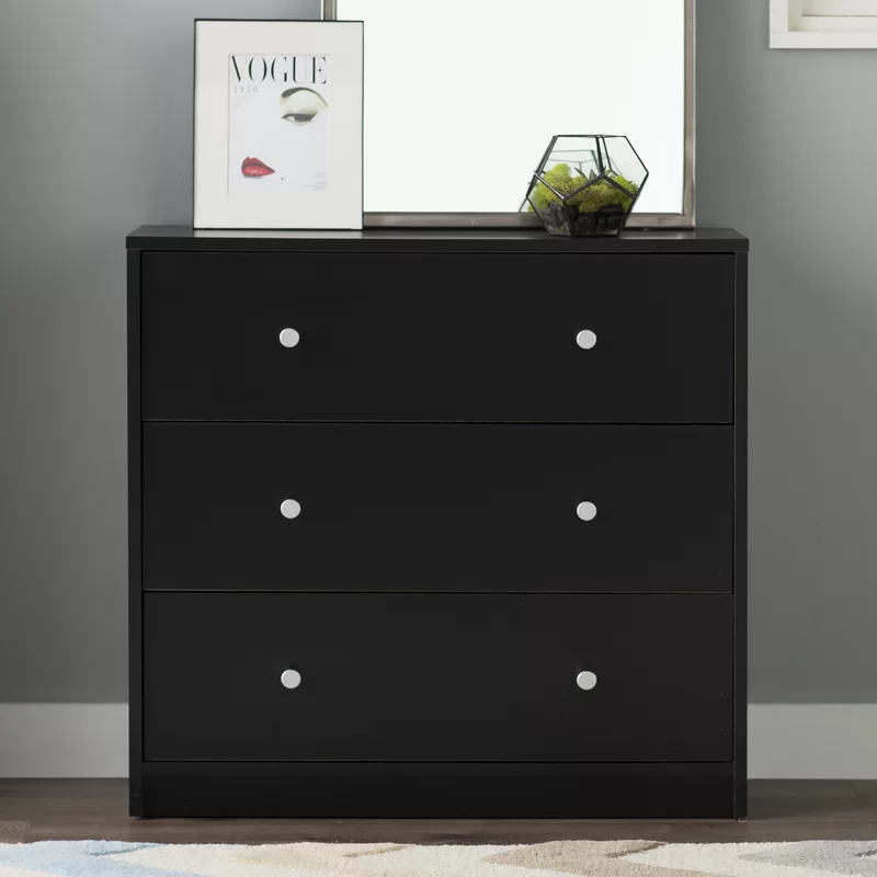 FOLDERD - Black Chest Of Three Drawers