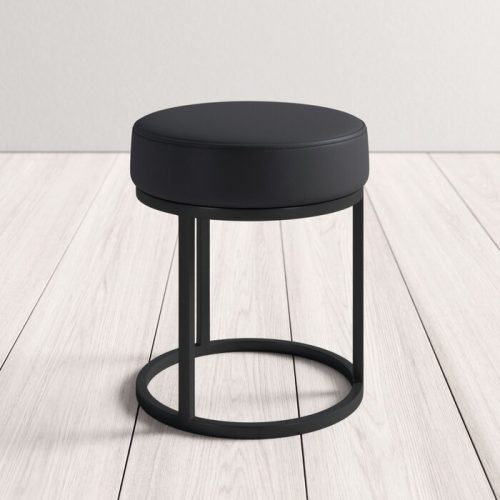 HELENA - Faux Leather Upholstery Vanity stool with Black Metal Base