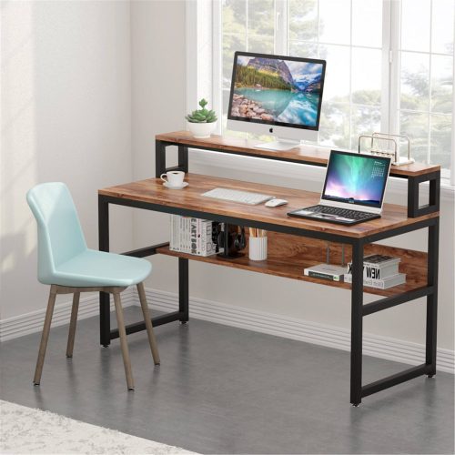 HENRY - Work Desk with Monitor Stand and Shelf