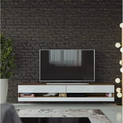 CORAN - White & light brushed oak Entertainment TV Unit