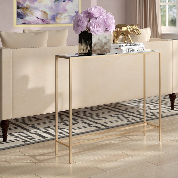 HUDSONY - Rectangular Metallic Leg Console Table