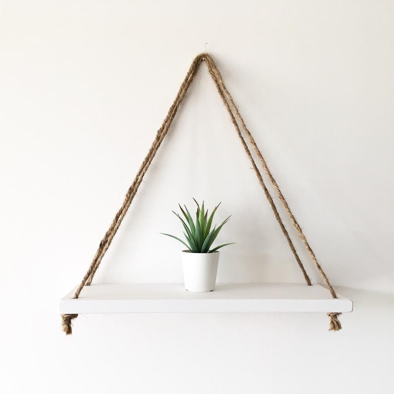 NATURAL - DIY Tough Rope Hanging Shelf White