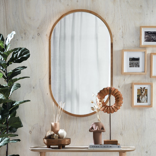 SAWANA - Oval Wooden Framed Wall Mirror