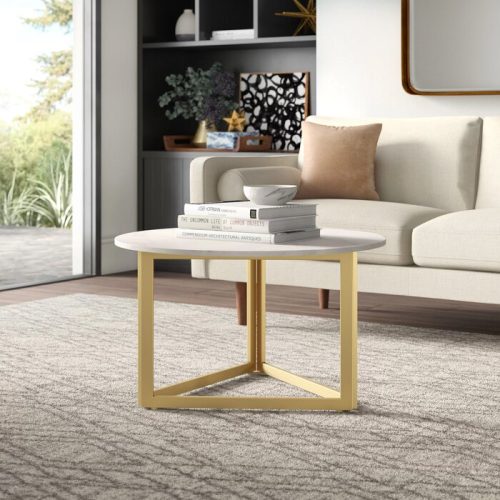 LAYA - Coffee Table with Metallic Triangular Base