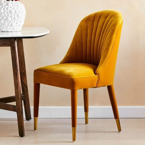 CEYAR - Mustard Sofa Chair with Brass Cap Legs