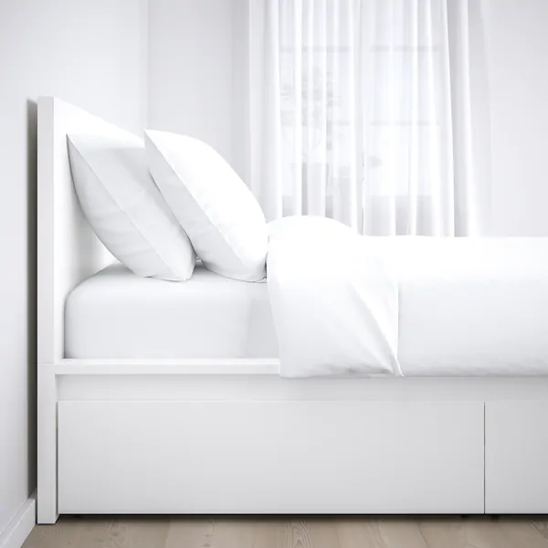 ASHER - Under Storage Boxes Single Bed - Wooden White