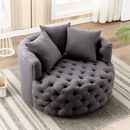 MONTRE - Dark Grey Round Barrel Chair