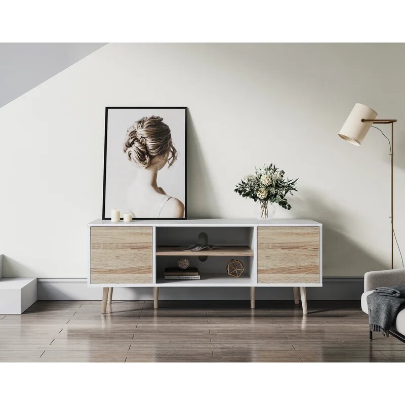 RIZEK - Oak Brown & White TV Console