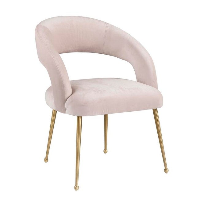 SILKA - Rounded Open Back Vanity Chair in Blush Velvet Upholstery