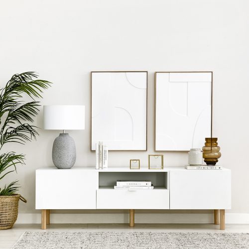 LAYRA - Contemporary Style White & Oak Brown Side Board